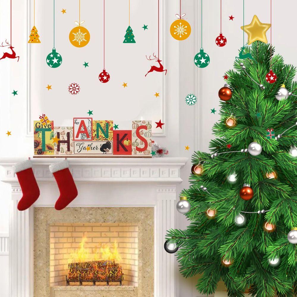 R-flower Christmas Wall Sticker Dinding Decroation New Year Stiker Perekat Diri Wallpaper Dekorasi Untuk Rumah