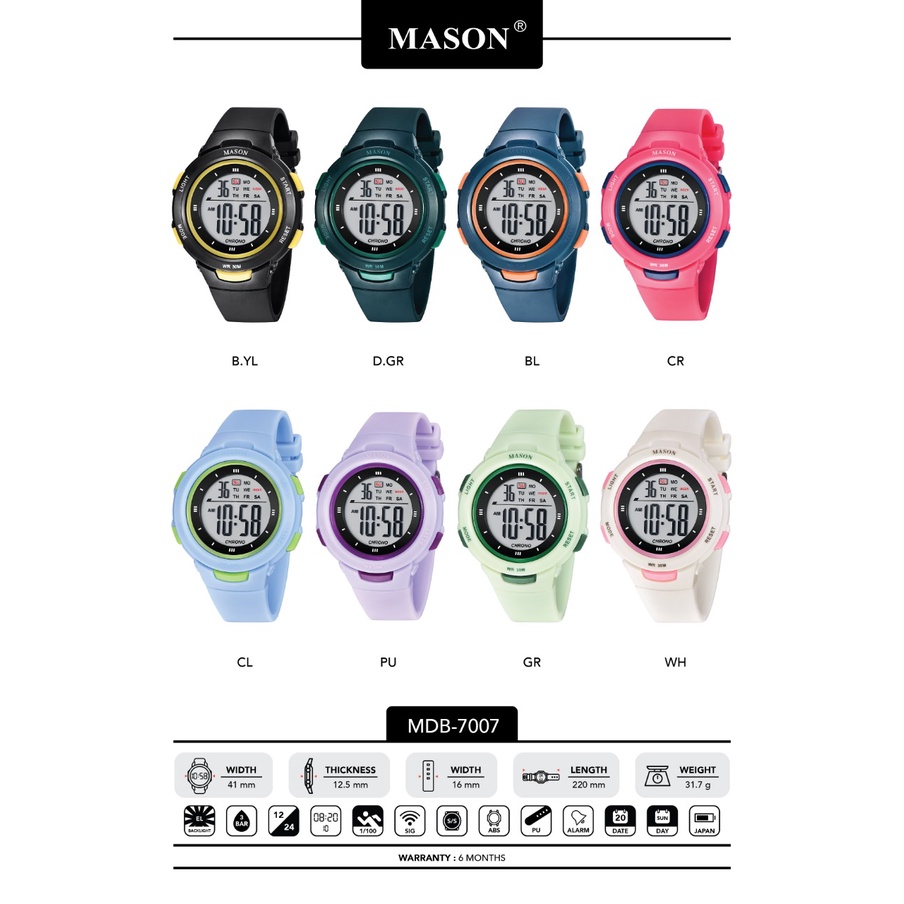 [COD] Best Seller/ Jam Tangan Merk Mason 7007 Original - Jam Tangan Anak Pria dan Wanita - Bahannya Rubber - Jam Tangan Kasual