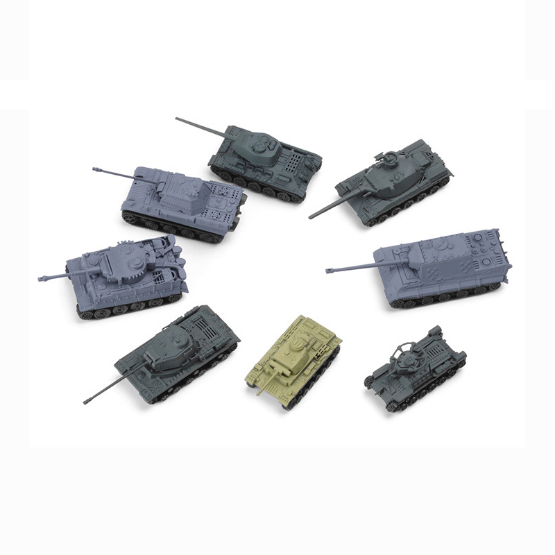 8Pcs Mainan Rakitan Model Tank Baja Tiger Panther 4D Bahan Plastik 1: 144