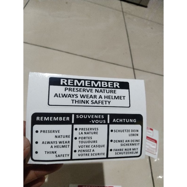 stiker remember Tanki gl100 pelengkap tanki gl125 gl100