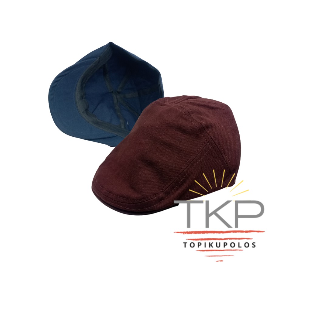 Topi Patino Warna Maroon / Topi Kodok / Flat Cap Hat / Topi Copet / Topi Pelukis / Topi Sutradara / 