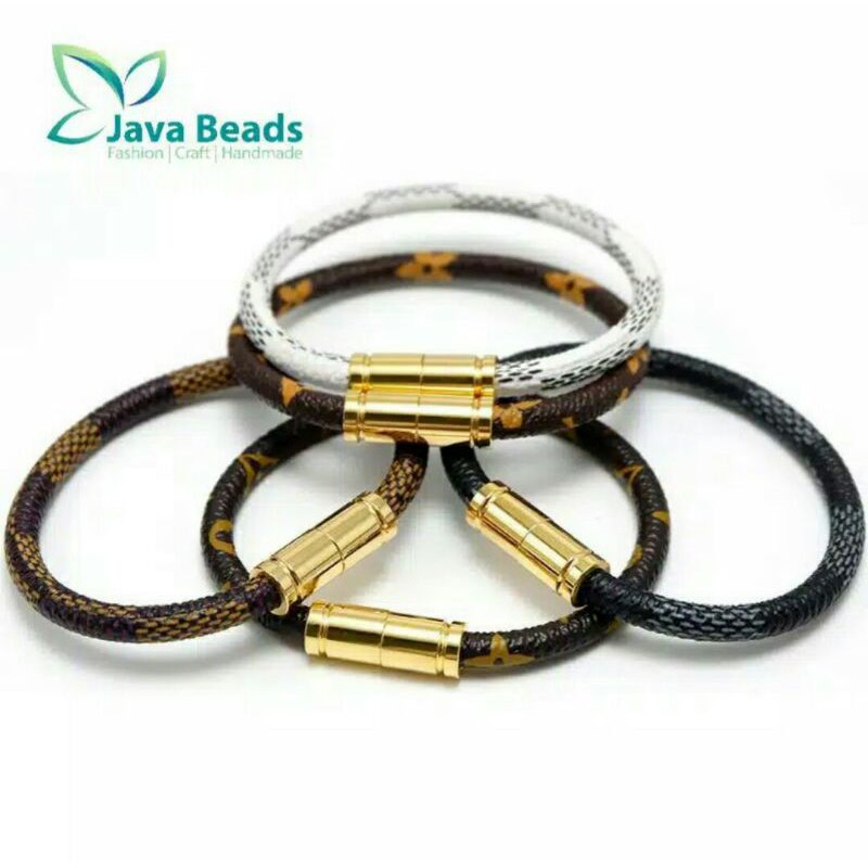 Gelang Tali Kulit LV Magnet