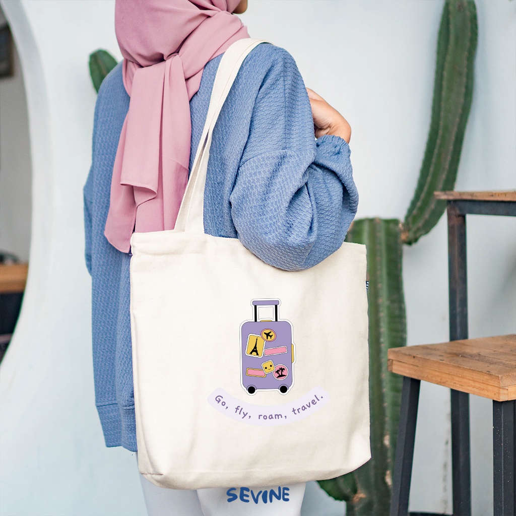 Sevine Tote Bag Kanvas Emily Resleting Kantong Tas Laptop Wanita Kuliah Sekolah Fashion Totebag Kerja Quotes Summer Aesthetic - RD