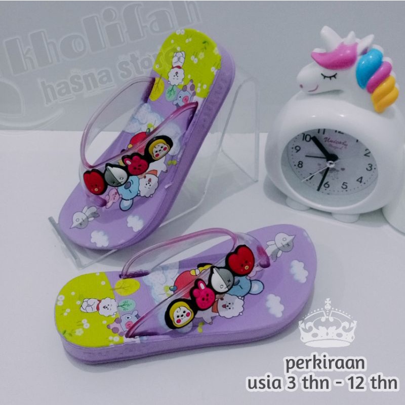 SANDAL JEPIT ANAK PEREMPUAN KARAKTER BT21 BTS IMUT LUCU 24-35 393D/C