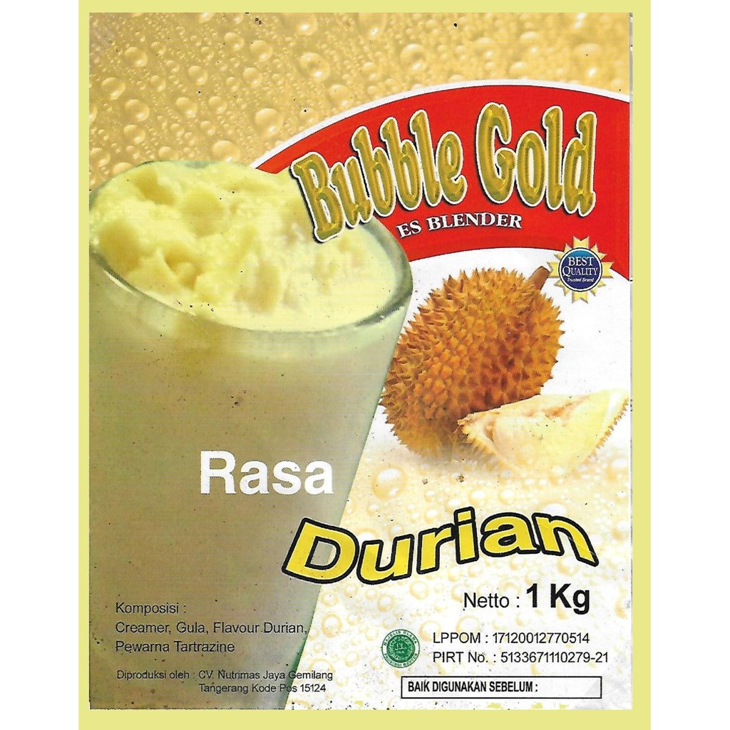 KEMASAN 1KG BUBBLE GOLD DURIAN| SERBUK MINUMAN RASA DURIAN 1KILO