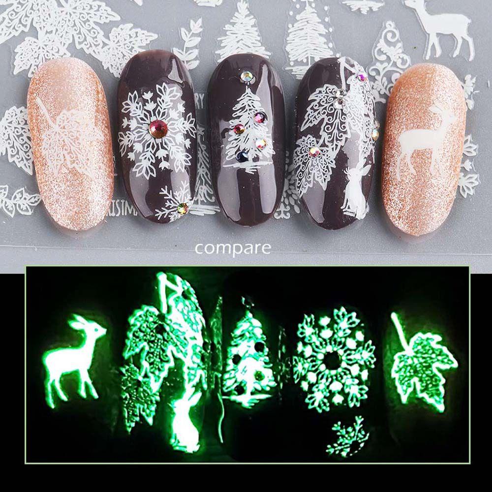 Mxbeauty Christmas Nail Art Butterfly Winter Decals Pohon Natal Mermaid Perekat DIY Dekorasi Kuku