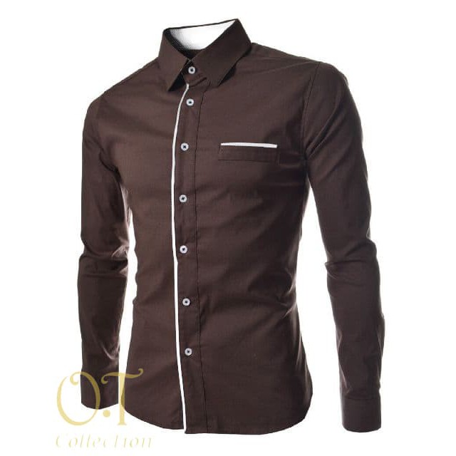 Peter Choco Ot Ot Kemeja Pria Katun Stretch Coklat