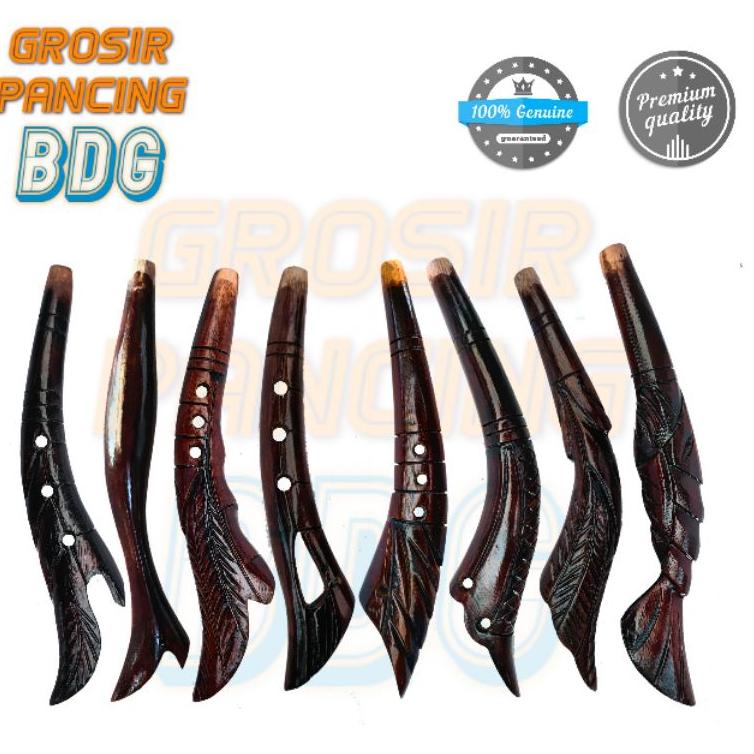 [BQ0] pahul gagang joran timbang ukir kayu BDH0