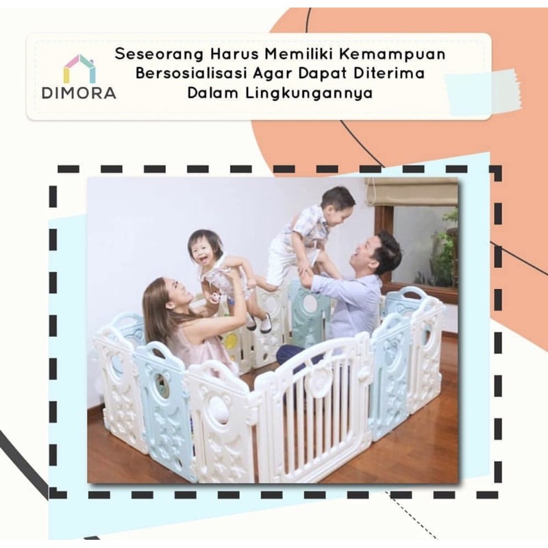 Dimora Fence PLAY 10 + 2 - Blue &amp; White Color Panel - Pagar pengaman anak