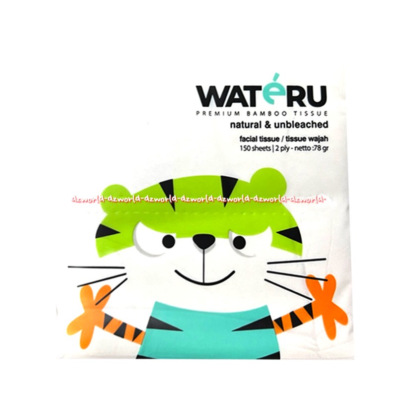 Wateru Natural &amp; Unbleached 150sheet 2ply Premium Bamboo Tissue Coklat Natural Tisu Wajah Wateru Bambu