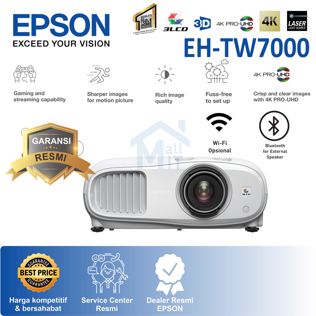 PROYEKTOR EPSON EH-TW7000 TW7000 TW 7000 HOME CINEMA 1080P 4K ENHANCE