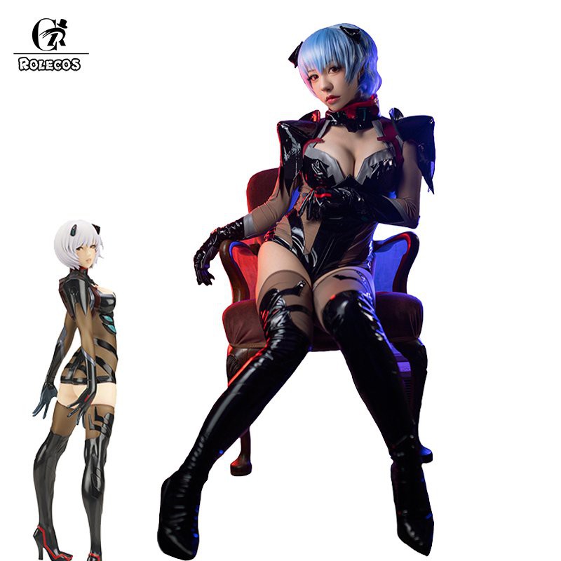 EVA Cosplay Costume EVA Ayanami Rei Cosplay Sexy Jumpsuit Women Black Costume Bodysuit Hallo