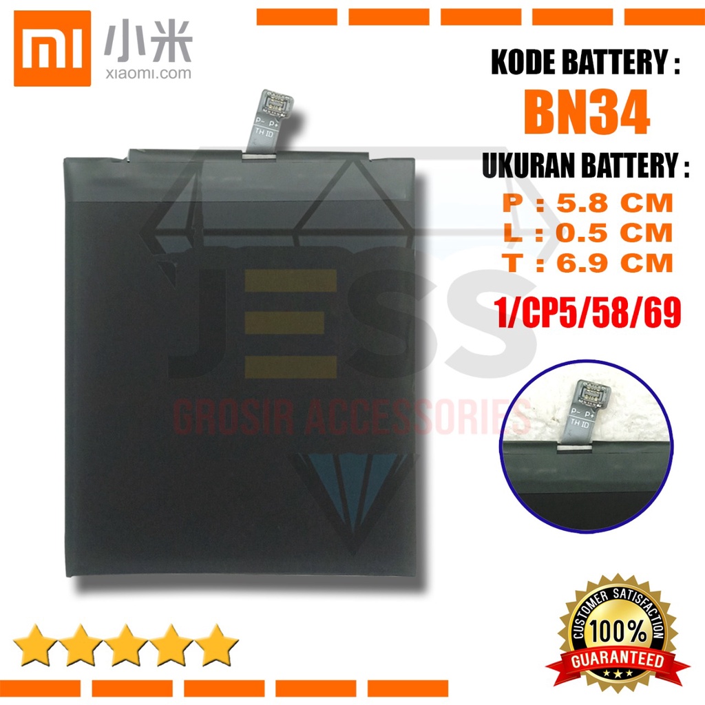 Baterai Battery Batre Original XIAOMI Redmi 5A , BN34 , BN-34 , BN 34