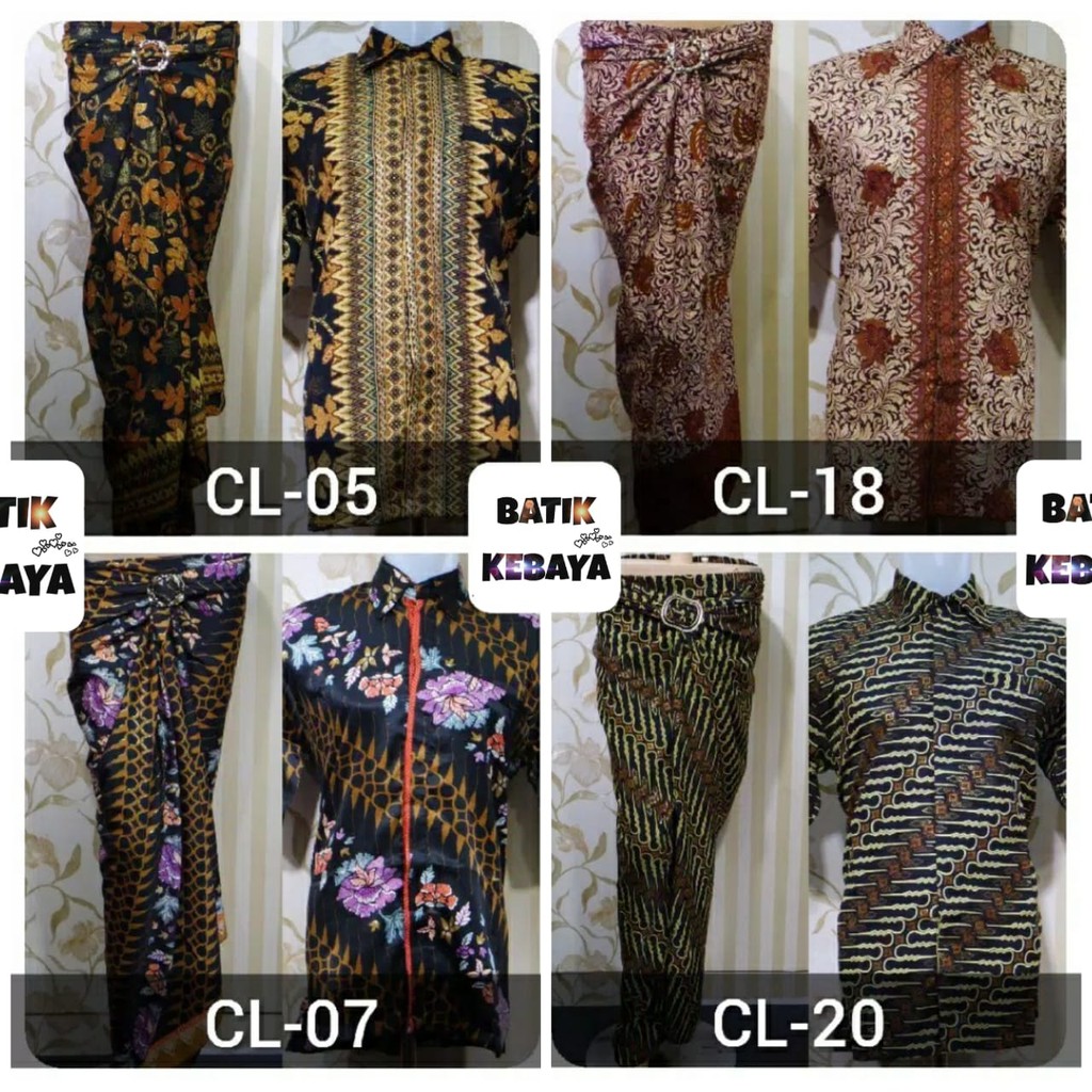 KEMEJA DAN ROK LILIT BATIK - SET COUPLE BATIK - BATIK KEBAYA COUPLE - BAJU KEMEJA BATIK - ROK BATIK