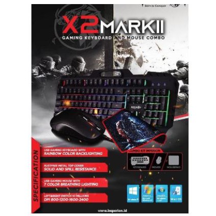 Keyboard mouse mousepad gaming imperion usb wired multimedia rgb bundle x2 mark ii 2 markII mark2