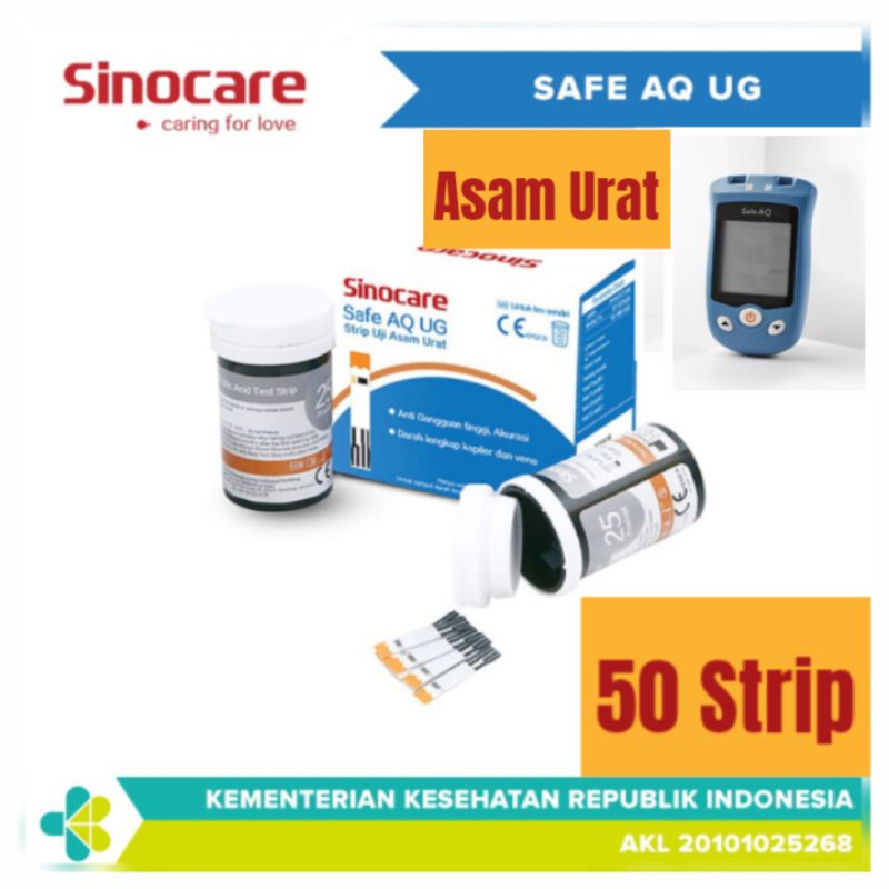 50 Strip Asam Urat Sinocare Safe AQ UG