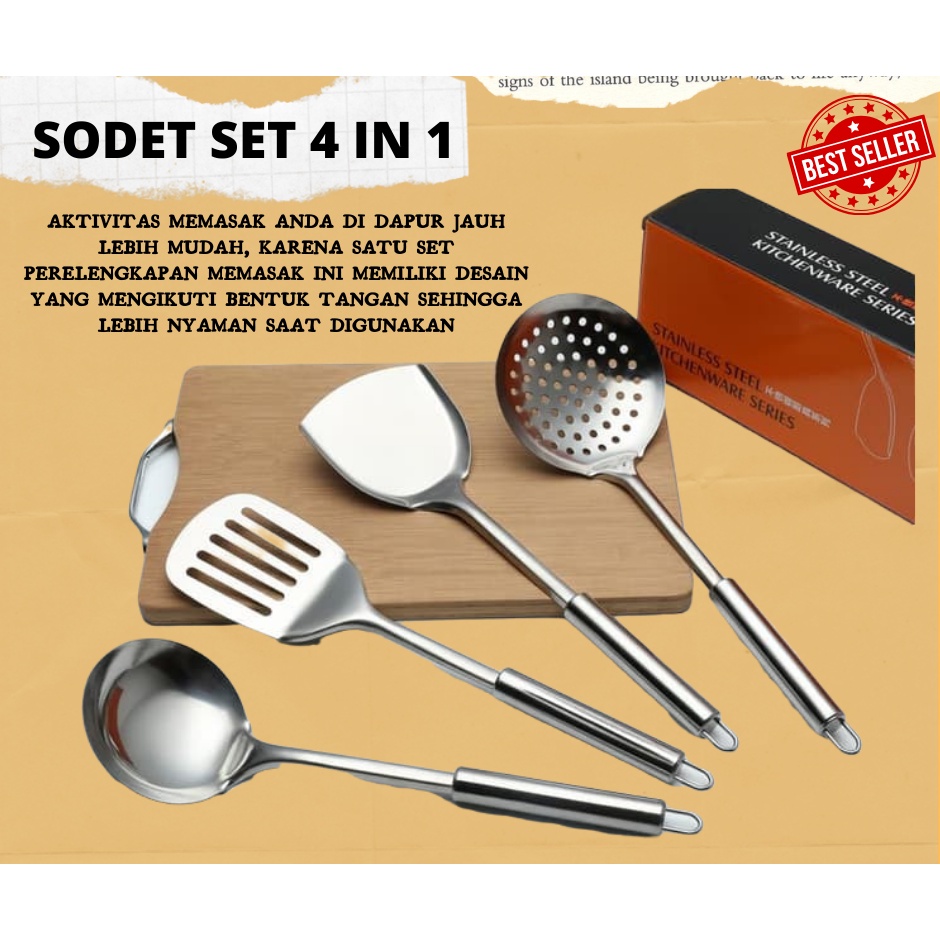 Spatula Set Isi 4pcs Spatula Sutil Stainless Steel