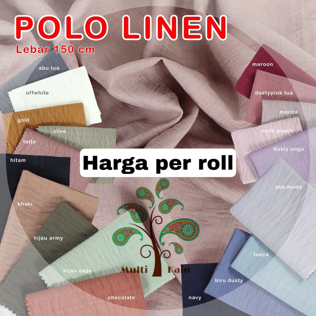 multi kain polo linen harga per rol roll isi 50 yard (45 meter)