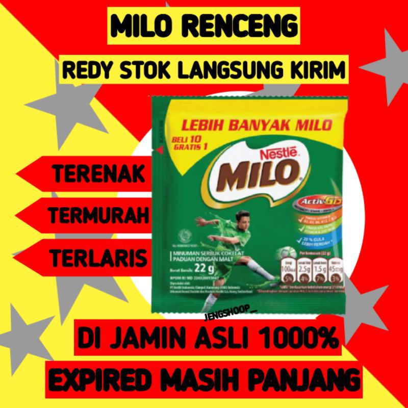 

SUSU MILO RENCHENG 22 GRAM 10 GRATIS 1/ SUSU MILO MURAH/WAHIDKUSUMA84