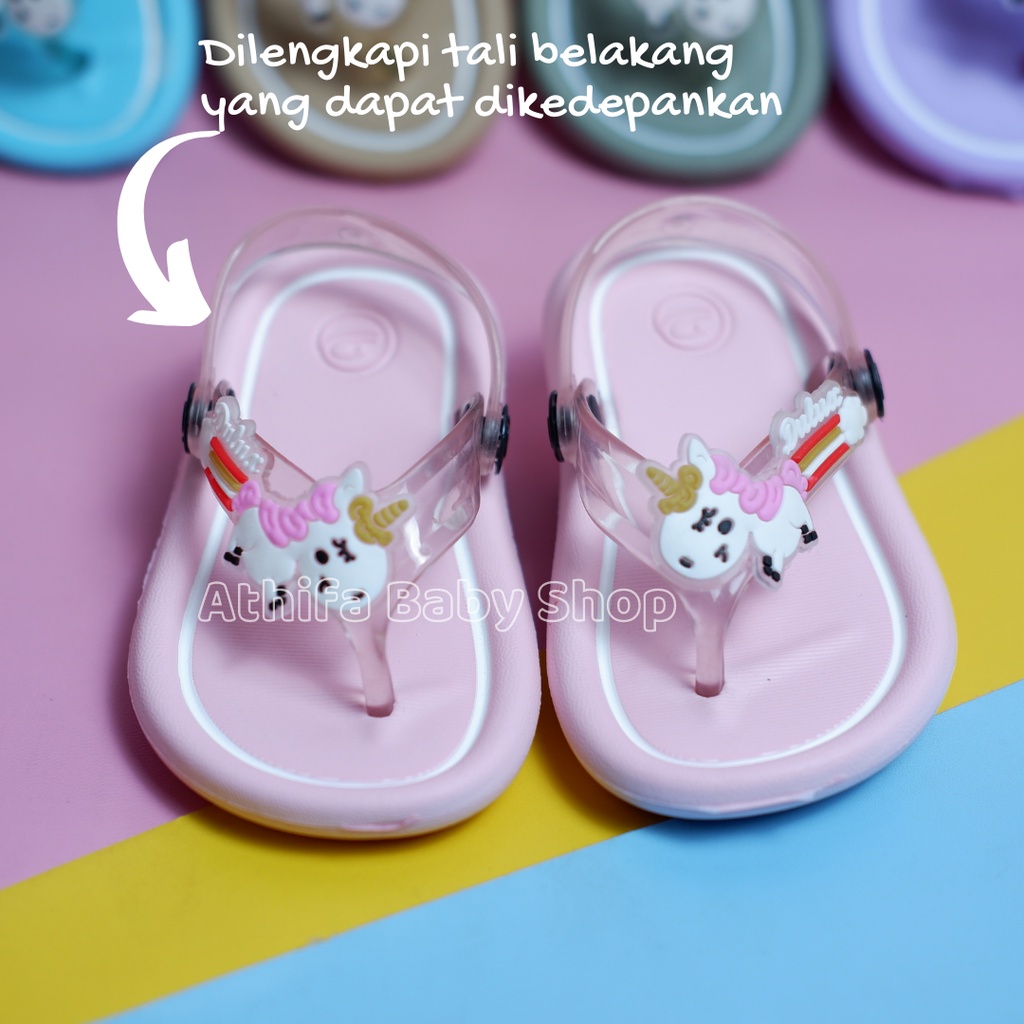 Sandal Jepit Anak Perempuan Bayi Balita Tali Belakang Usia 6 Bulan 1 2 3 Tahun Karakter Unicorn Sendal Spon Gunung Karet Balita Prewalker Bayi Cewek -311E-