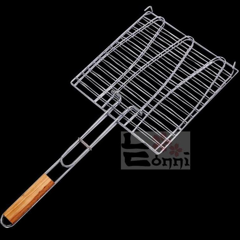 Panggangan Ikan Stainless Penjepit Panggang Daging Bbq Alat Bakar