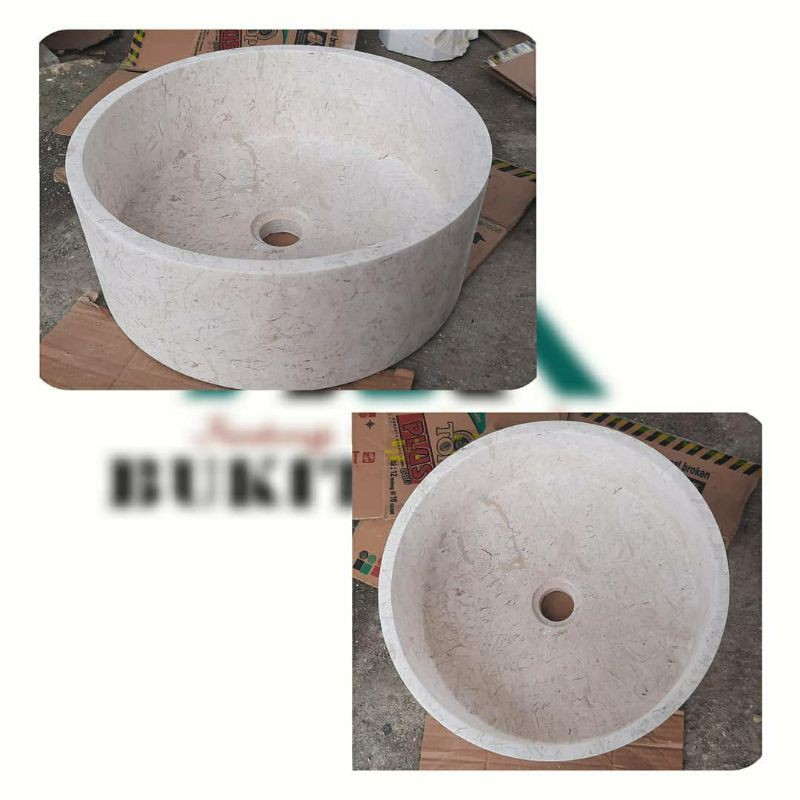 wastafel marmer (Drum bibir Tipis) tempat cuci tangan
