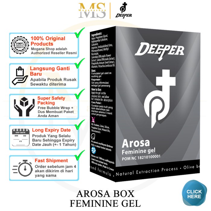 DEEPER AROSA FEMININE GEL KHUSUS WANITA DEWASA BPOM