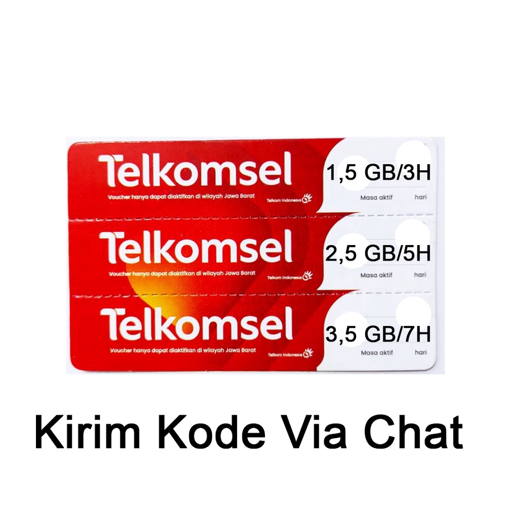 Voucher Telkomsel 1.5 gb 3 hari 2.5 gb 5 hari 3.5 gb 7 hari