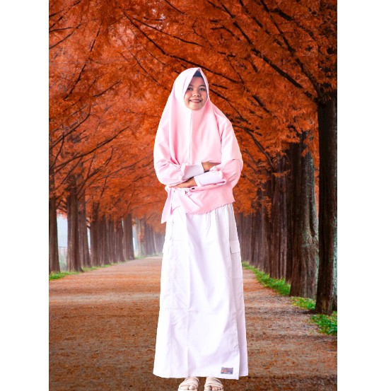 Rok Celana Muslimah Bahan Dril Panjang Warna Putih-White Garasi Salwa