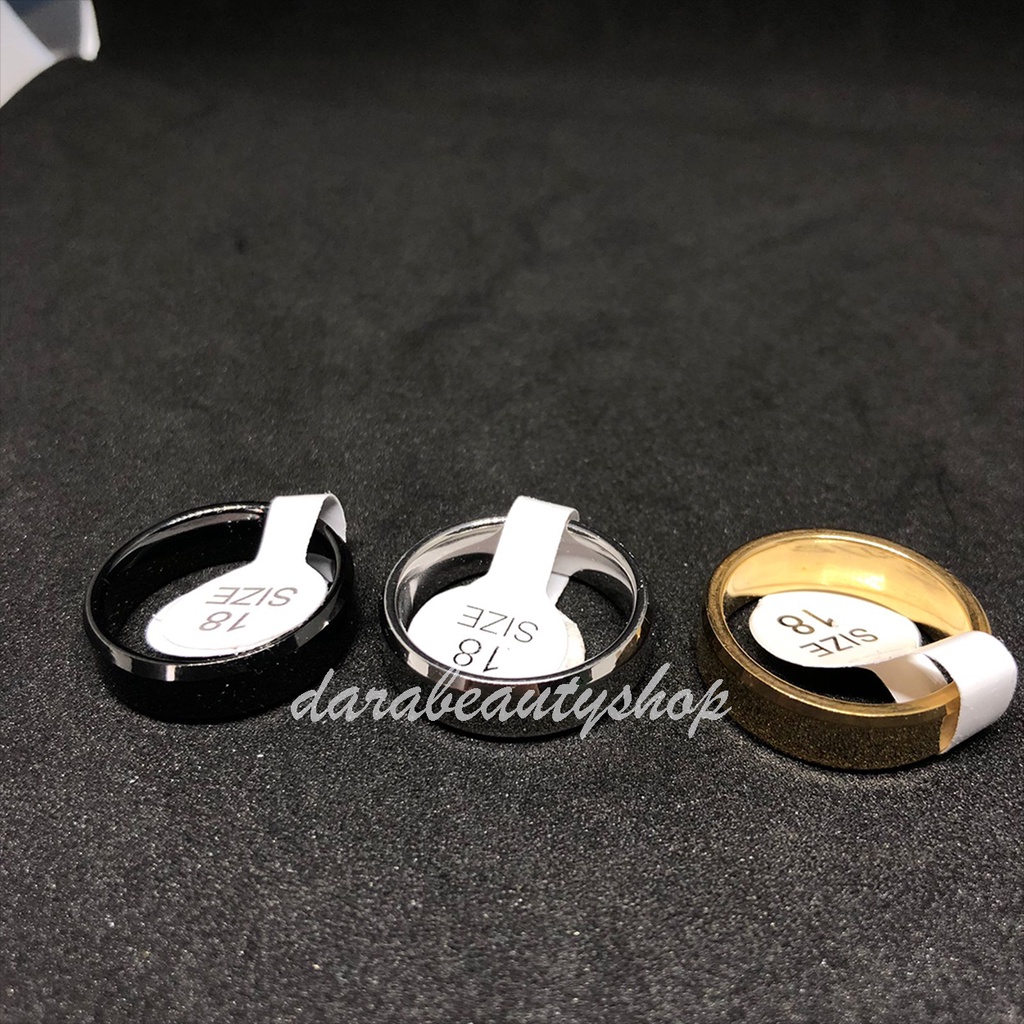 [COD] Cincin Titanium Polos Hitam Silver Emas Lebar 6mm Anti Karat Fashion Wanita/Pria