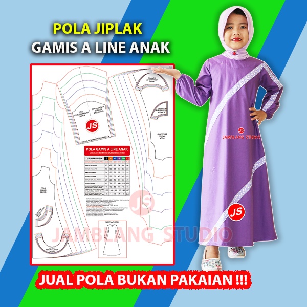 Pola Jiplak Gamis A Line Anak-Anak 2 ~ 12 tahun [ Pola Baju Jamblang Studio ]