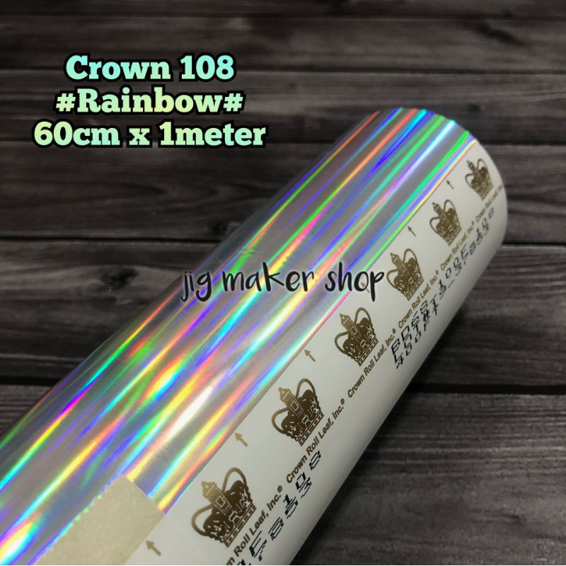 hologram hot stamping foil lure dan metal jig - USA/ CROWN ORIGINAL- motif rainbow - lebar 64cm