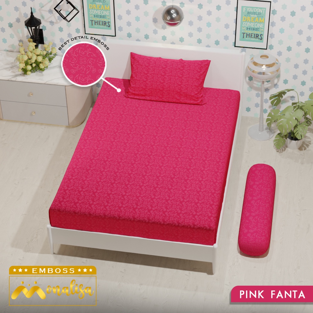 Monalisa Emboss BedCover SET Sprei Uk 100/120 - Pink Fanta