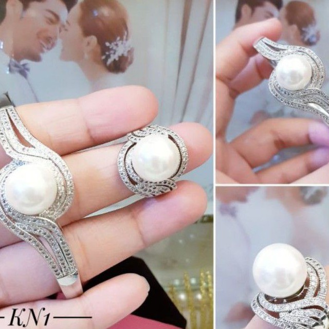 Xuping Set Gelang dan Cincin Mutiara Air Tawar M200