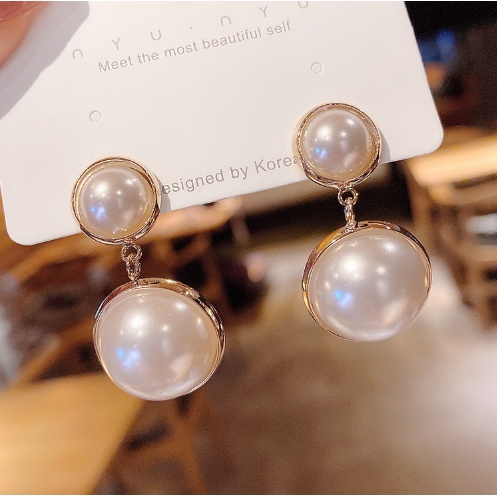 ANTING KOREA RETRO PEARL ANTING TITANIUM TUSUK ANTI KARAT GIWANG ELEGANT AKSESORIS WANITA FASHION IMPORT ANT44