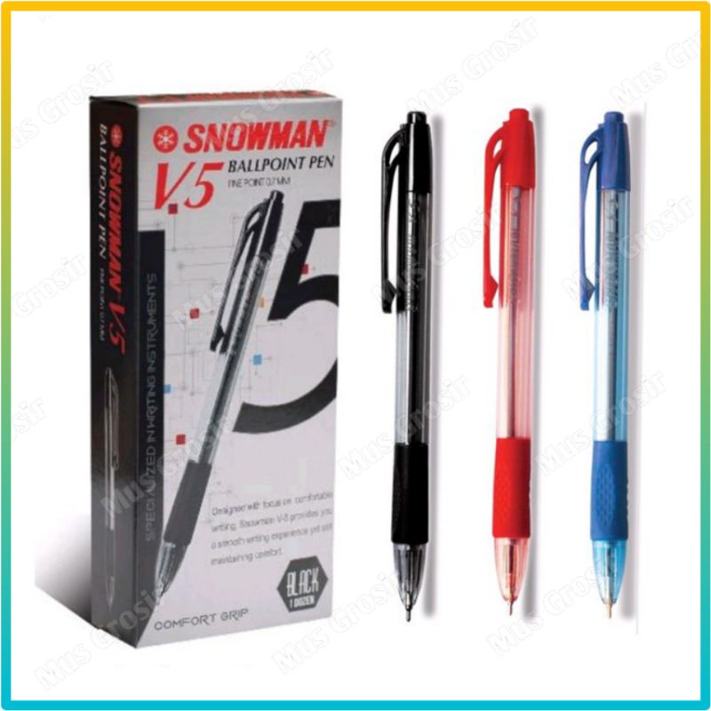 

Pulpen Snowman V5 Hitam Ballpoint Pen Fine Point 0.7 MM