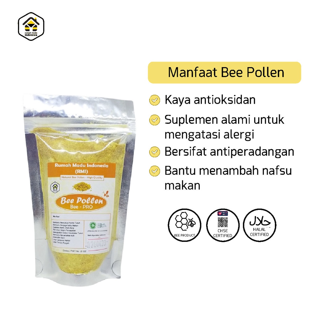 Bee Pollen Powder Organic Food Honeys Bee Pollens Tepung Sari Bunga Fresh &amp; Natural | Bee Polen  100 Gram