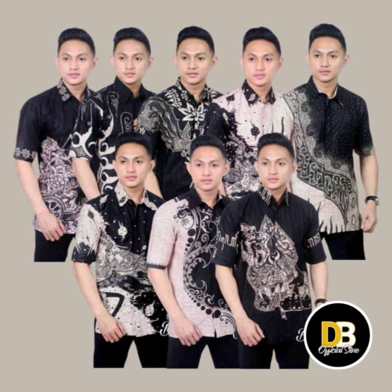 Hem Batik Hitam Manis / Hem Batik Pria Dewasa Murah / Hem Monochrome / Hem Batik M L XL / Kemeja Batik Pria Lengan Pendek / Batik Pekalongan