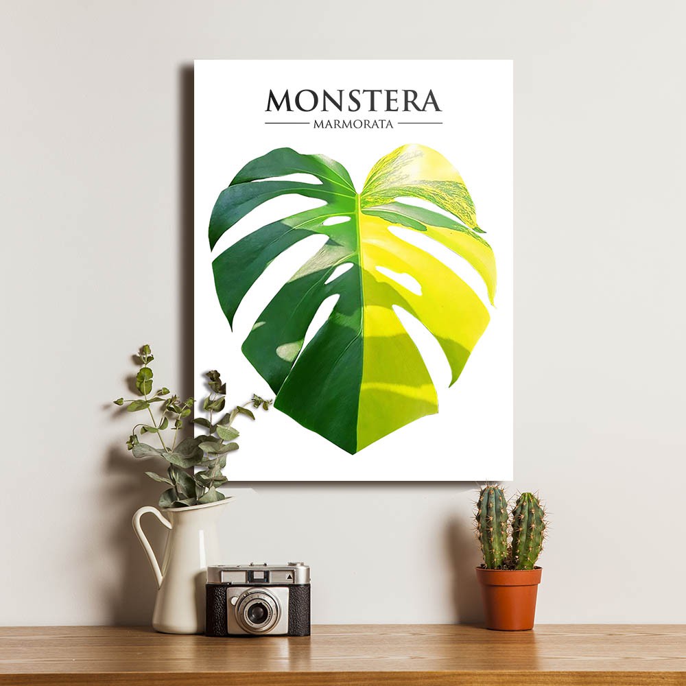 Monstera Marmota Leaf Tanaman Hias Poster Kayu Dekorasi Buah Bunga Hiasan Dinding Rumah
