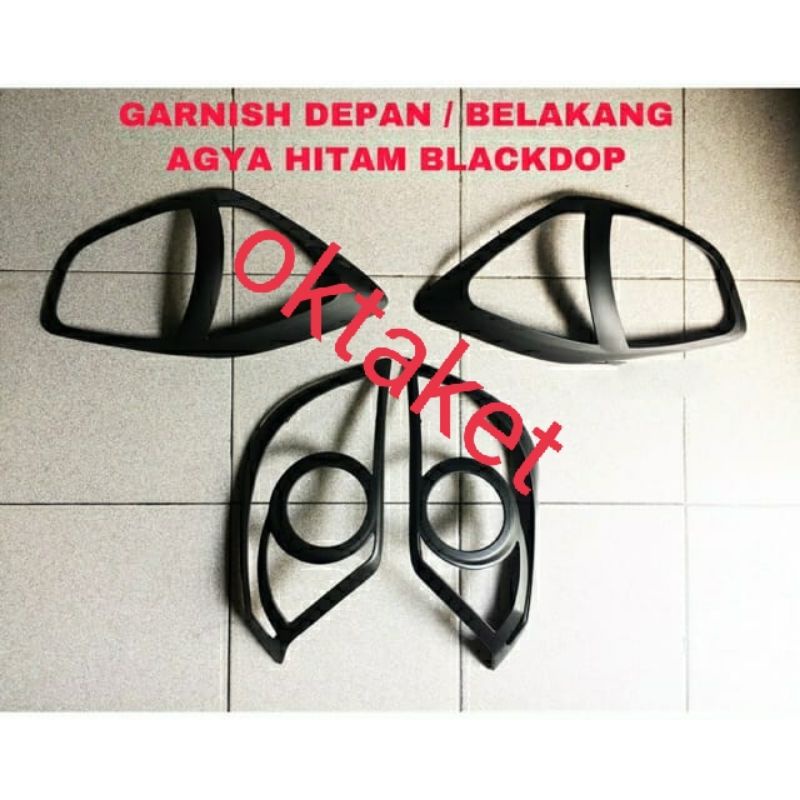 paket garnish lampu depan belakang Agya Ayla 2013- 2016 sporty Chrome Hitam