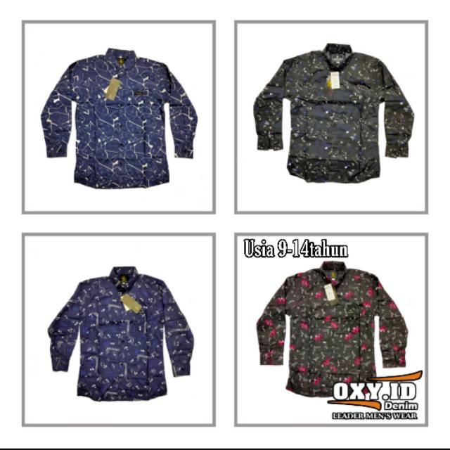 Kemeja Anak Lengan Panjang Usia 9-14tahun Bisa Pilih Motif