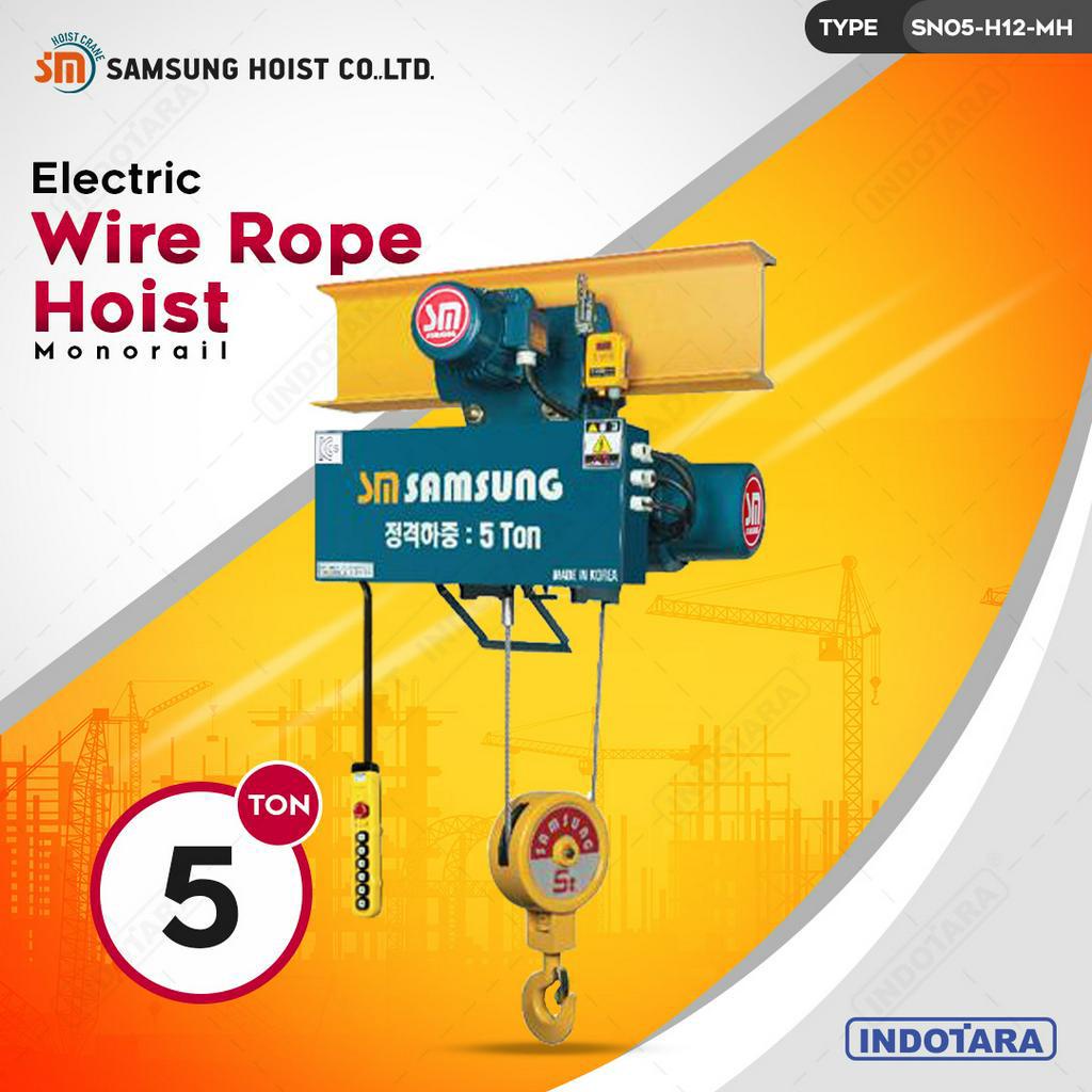 Electric Wire Rope Hoist 5 Ton Samsung Hoist SN05-H12-MH