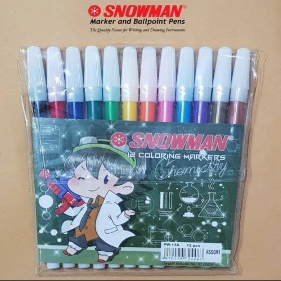 Spidol Snowman 12Warna/Spidol Warna-warni/Spidol Kecil/Pensil Warna