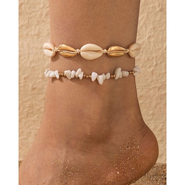 Ark.co - Honolulu set bracelet &amp; anklet gelang tangan kaki tumpuk beads shell kerang