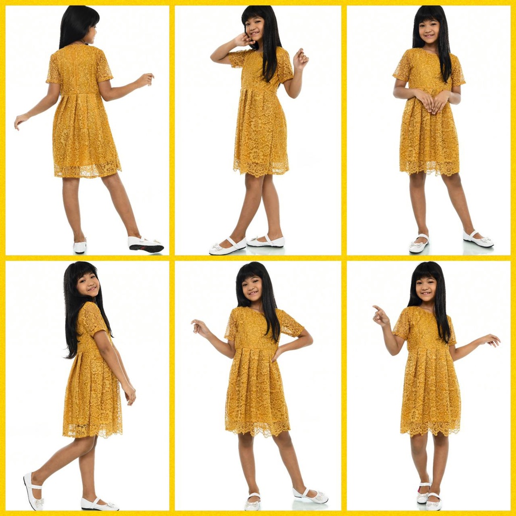 (Jamin RealPict) Dress Brukat Cord Princess Anak Perempuan 5-8th Brokat IMLEK Tebal Dres Cewek