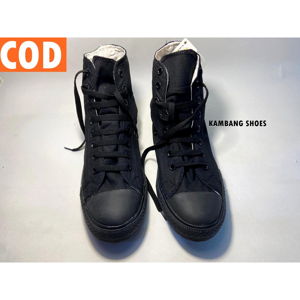 SEPATU SNEAKERS PRIA KASUAL HITAM POLOS SEPATU SEKOLAH PRIA WANITA SEPATU SEKOLAH HITAM POLOS KONVES