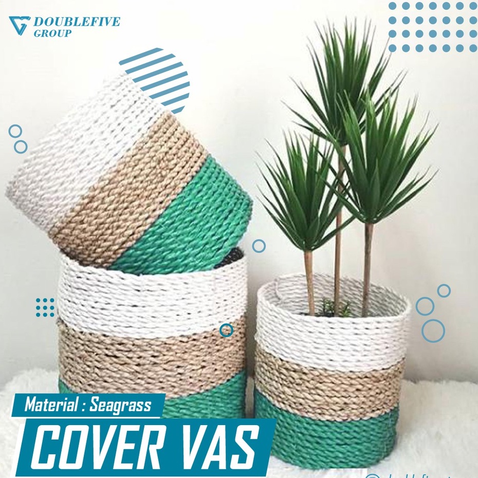 Cover Pot Anyaman Cover Pot Seagrass Cover Pot Bunga Cover Pot Anyam Isi 3 Pcs