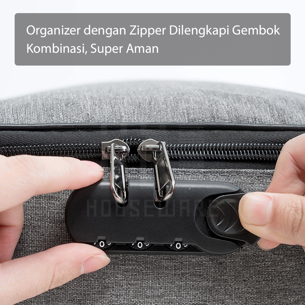 HUGO Tas Dokumen Tempat Penyimpanan File Surat Travel Bag dengan Security Digit Lock