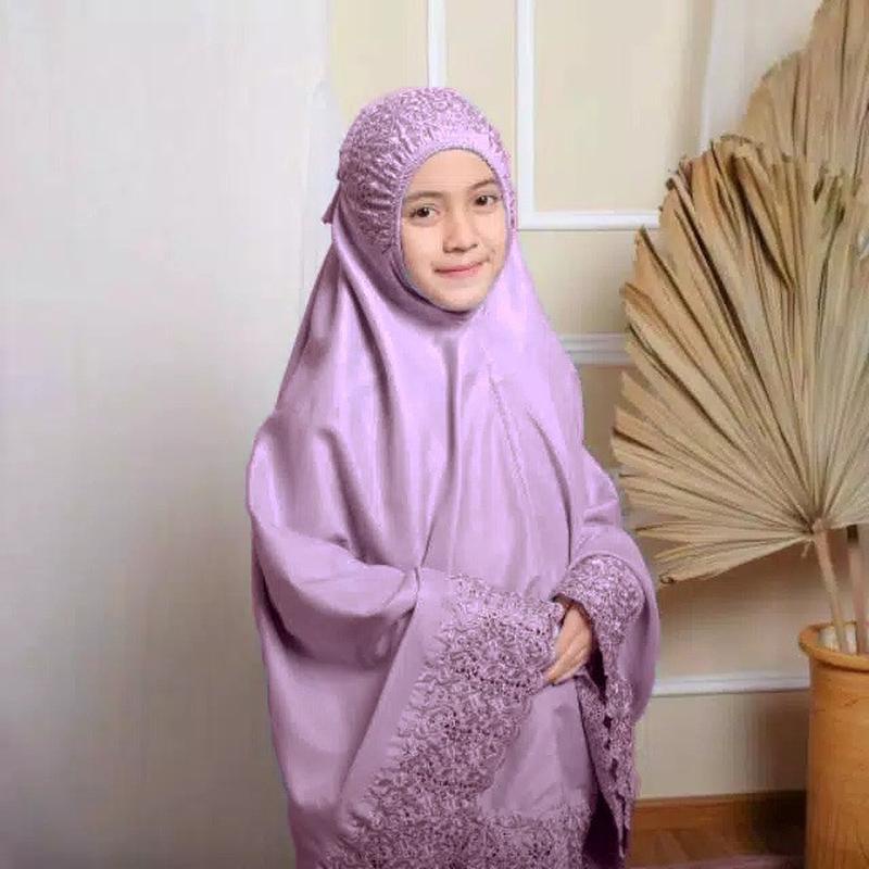 Mukena Anak Trusan Murah Bordir Terusan Silk Karakter P7H6 Ramadhan Rayon Adem Set Renda Terbaru 202