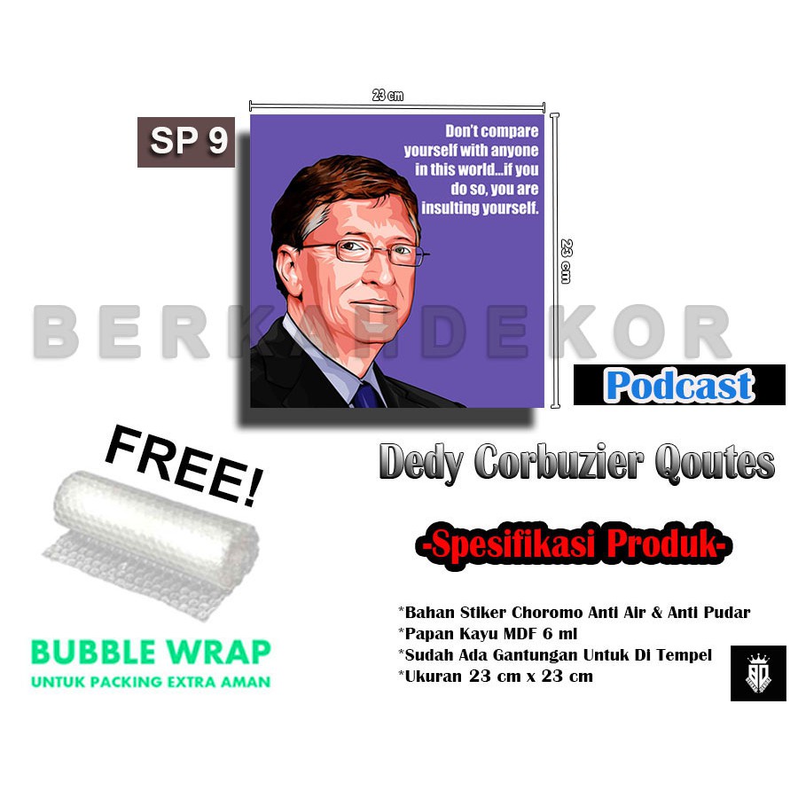 PODCAST SMART PEOPLE 9 Qoutes Deddy Corbuzier / Hiasan Dinding / Dekorasi Dinding / Pajangan Rumah